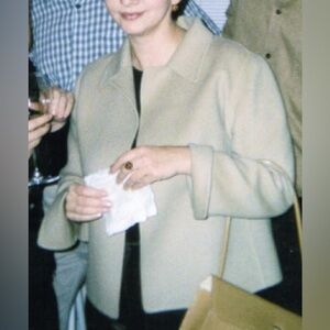 🍂FALL-VIBE | Ellen Tracy Open Front Wool Jacket in Camel Beige. Sz 12 Petite